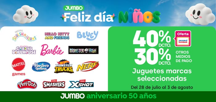 Especial - Día del niño - Hasta 40%dcto en tus juguetes favoritos - 14-07-yyyy al 10-08-yyyy