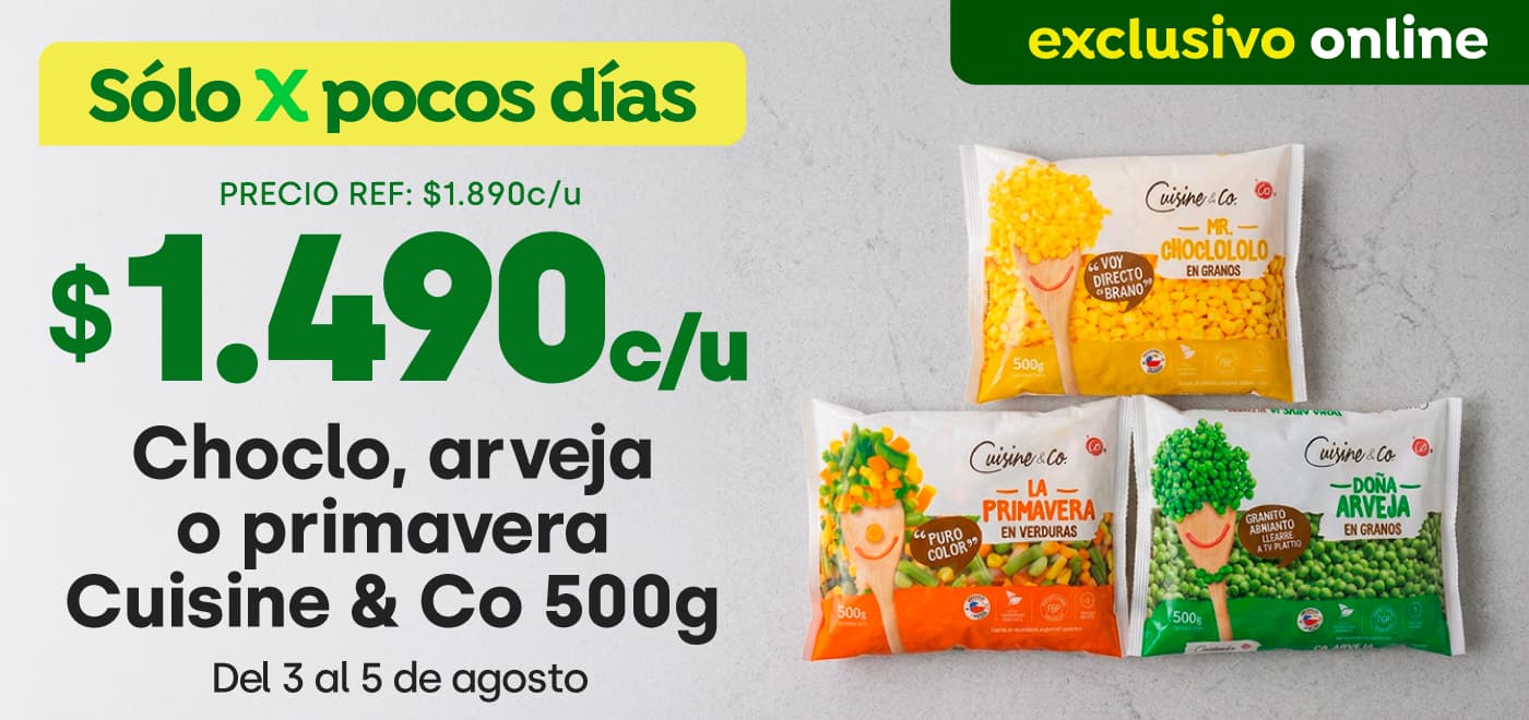 Bombazo excl ecomm - 1490 CHOCLO ARVEJA O PRIMAVERA C&CO 500 GR / PRECIO REF: 1890 - 03-08-2026 al 05-08-2026