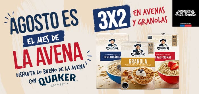 Landing proveedor - Pepscio - Quaker: Mes de la Avena - 04-08-2026 al 31-08-2026