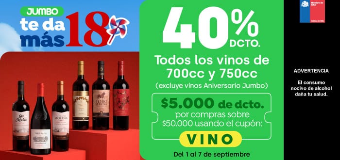 Especial - TODOS LOS VINOS 700 Y 750 CC 40% DESCTO - 01-09-2026 al 30-09-2026
