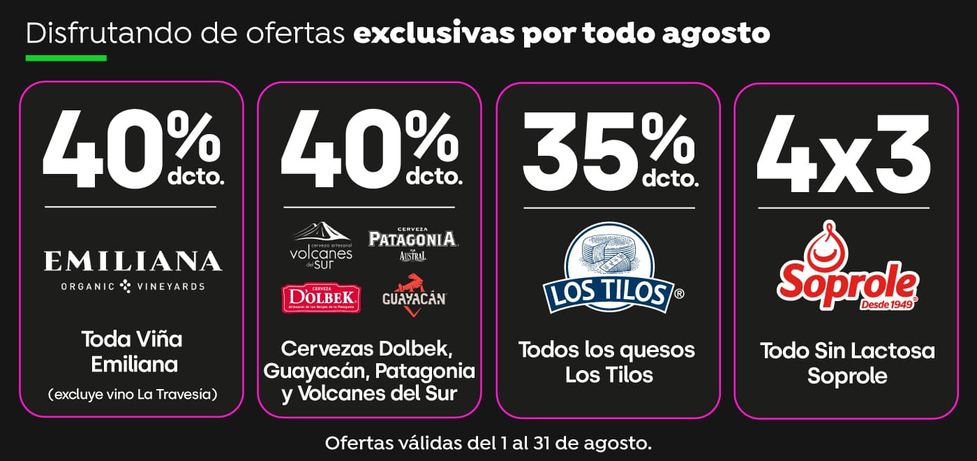 Prime - TODO VIÑA, CERVEZAS, QUESOS Y LACTEOS PRIME DEL MES AGOSTO - 31-07-2026 al 31-08-2026
