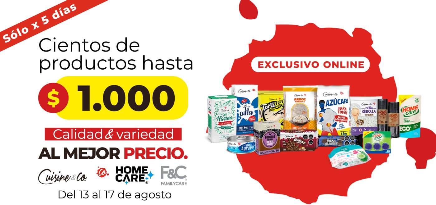 Bombazo excl ecomm - CIENTOS DE PRODUCTOS HASTA 1.000 CUISINE & CO - 13-08-yyyy al 17-08-yyyy