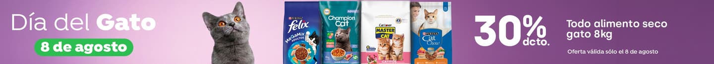 Especial - DDG - TODO ALIMENTO SECO GATO 8 KG 30% DCTO - 08-08-2026 al 08-08-2026