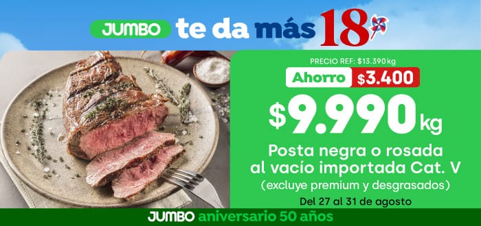 Ciclos - Posta negra o rosada al vacío importado cat v (excluye premium y desgrasados) $9.990 kg // Precio ref. $13.390 kg - ppum $9.990 kg - 27-08-yyyy al 31-08-yyyy