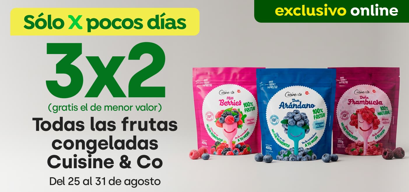 Bombazo excl ecomm - 3x2 TODAS LAS FRUTAS CONGELADAS C&CO - 25-08-2026 al 31-08-2026