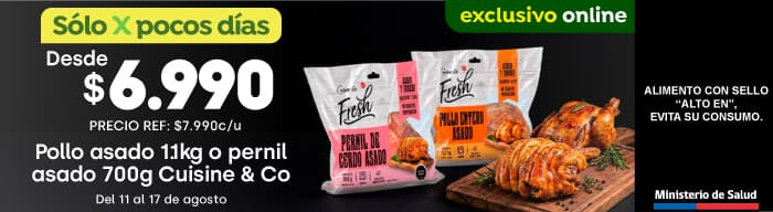 Bombazo excl ecomm - POLLO ENTERO ASADO 1,1kg O PERNIL ASADO 700g C&CO DESDE $6.990 (P.REF. $7.990) - 11-08-2026 al 17-08-2026