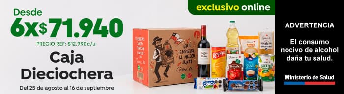 Exclusivas - Caja Dieciochera - Desde 6 X$71940 (Precio Ref $12990) - 25-08-2026 al 16-09-2026 0 25/08/2026 16/09/2026 https://www.jumbo.cl/busca?fq=H%3A31164