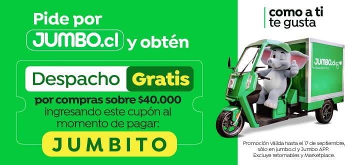 Despacho gratis por compras sobre 40.000 CUPON: JUMBITO