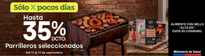 Especial - HASTA 35% EN PARRILLEROS JUMBO ARTESANAL, LLANQUIHUE, LA RECETA DEL ABUELO Y LA PREFERIDA - 11-09-2026 al 17-09-2026
